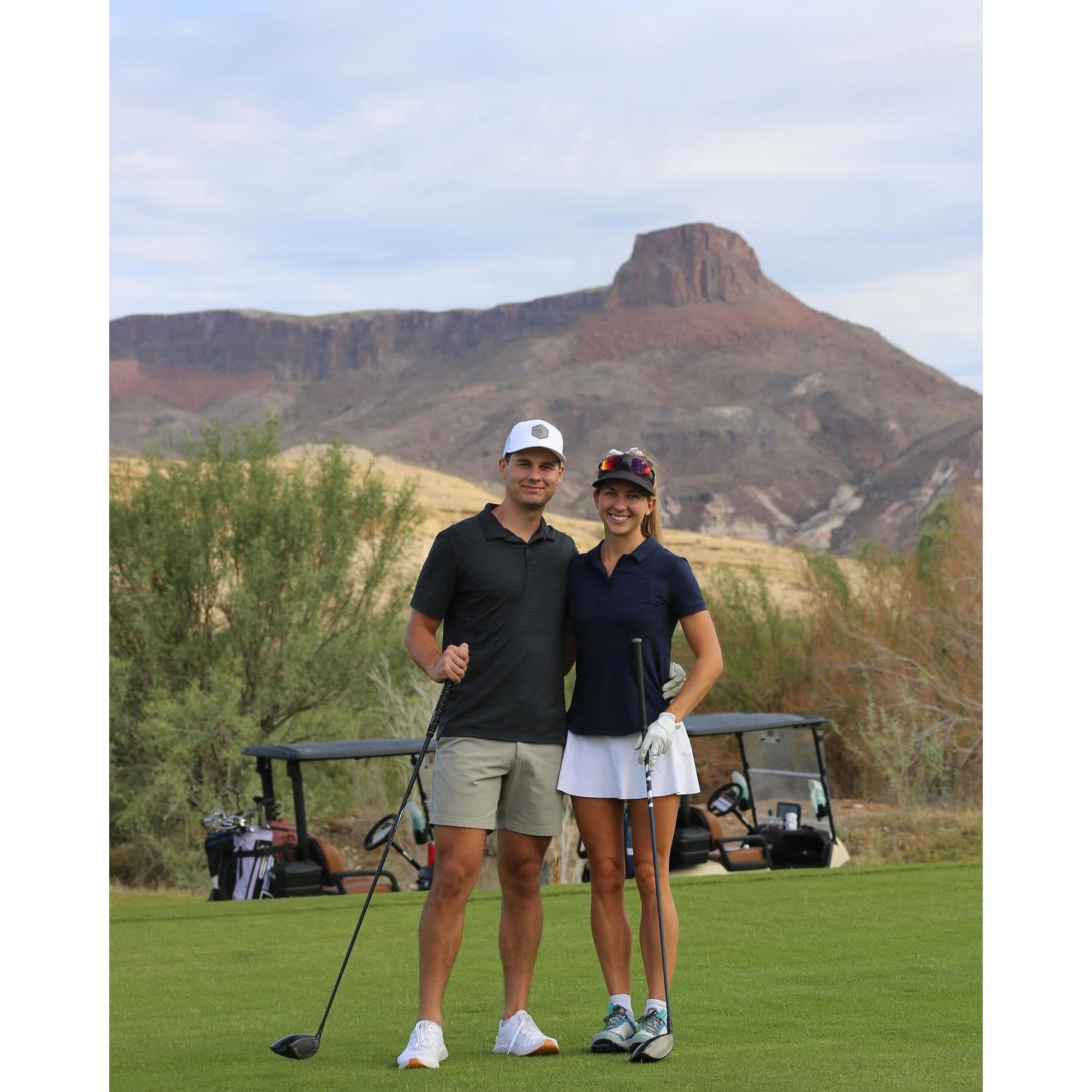 Golfing before Nathan proposed!