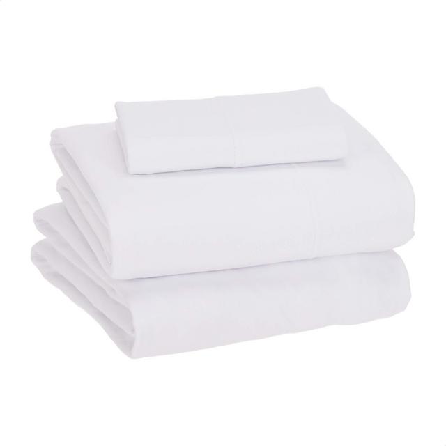 Amazon Basics Cotton Jersey Bed Sheet Set - Twin, White