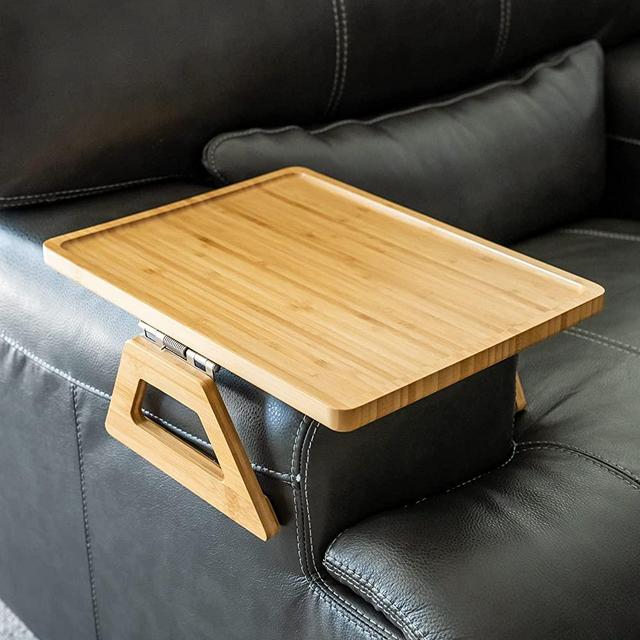 Signature Home Clip On Tray Sofa Table for Wide Couches. Couch Arm Tray Table, Portable Table, TV Table and Side Tables for Small Spaces. Stable Sofa Arm Table for Eating and Drink Table