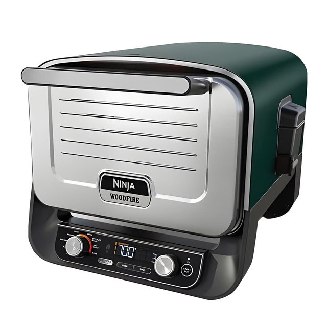 Ninja Woodfire 8-in-1 Outdoor Smoker Pizza Oven with 5 Pizza Settings, 700 Degree Electric Roaster, Ability to, Broil, Bake, and Dehydrate Food, Green