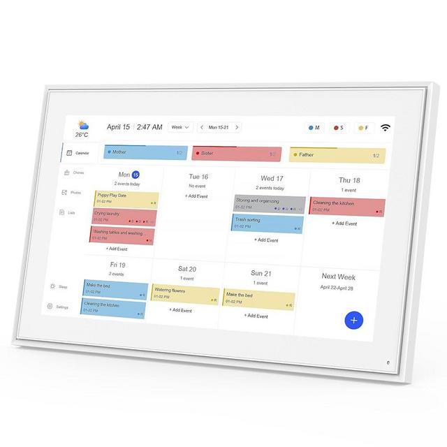Digital Calendar, 15.6inch Smart WiFi Digital Calendar&Chore Chart, 1920 * 1080 IPS Touch Screen HD Display for Family Schedules, Wall-Mounted, Share Moments Instantly from Anywhere (White, 15.6 inch)