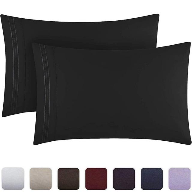 Mellanni Luxury Pillowcase Set - Brushed Microfiber 1800 Bedding - Wrinkle, Fade, Stain Resistant - Hypoallergenic (Set of 2 King Size, Black)