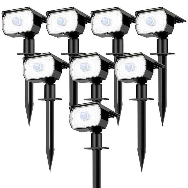 [ 8 Pack/56 LED ] Solar Lights Outdoor Motion Sensor, Spot Landscape Lighting with 3 Modes, Waterproof Spotlights Dusk to Dawn for Outside Yard Tree Garden Pathway Sidewalk Driveway, Cool White