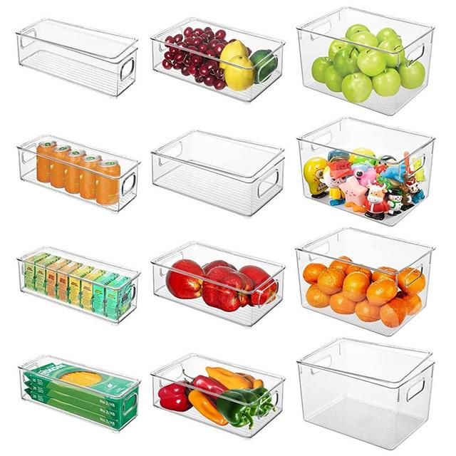 Pikanty 15 inch Refrigerator Organizer Bin with Handles for Freezer, Kitchen, Countertop and Cabinets Pantry Food Storage | Made in USA