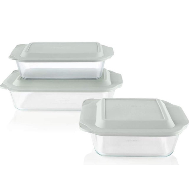 Pyrex Deep 3-Pack Glass Baking Dish Set (9"x13", 7"x11", 8"x8") With BPA-Free Lids, Rectangular Glass Bakeware, Dishwasher, Microwave, Freezer & Pre-Heated Oven Safe