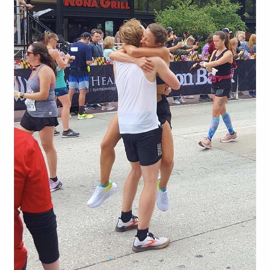 Meeting Kyle at the finish line of our marathon!!