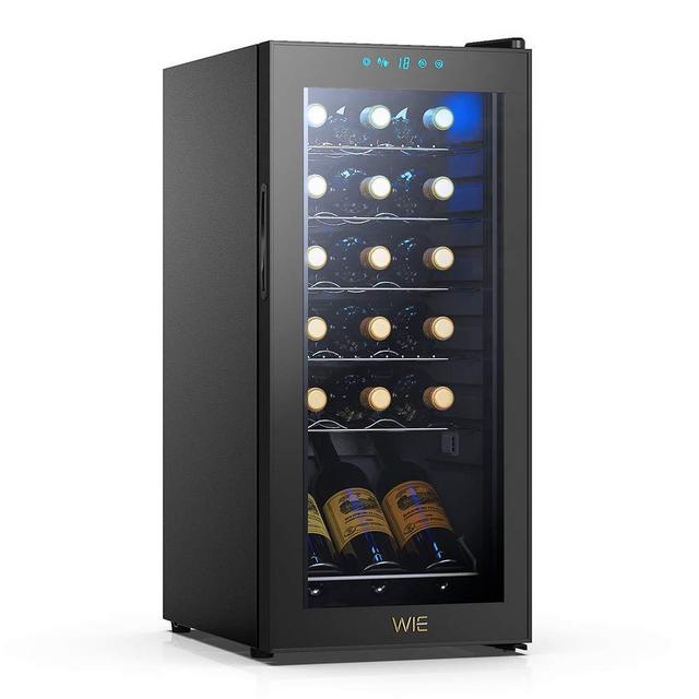 WIE 18 Bottle Wine Refrigerator Compressor System, Red and White Wine Fridge Freestanding Refrigerator Cellar Digital Temperature Display Auto-Defrost Compression 41°-64°F/5°C-18°CWine Aerator Pourer
