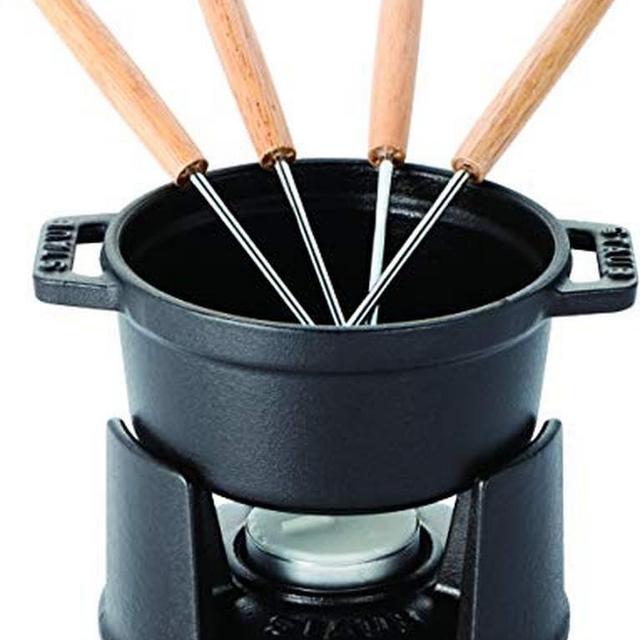 STAUB Cast Iron Mini Fondue Set, 10cm/3.94, Black