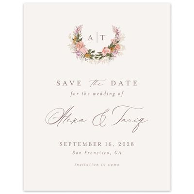 Light Oatmeal, Beige Wedding Digital Save the Date - Juniper Portrait