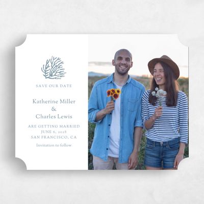 Blue Ticket Wedding Save the Date - Wrightsville Stamp