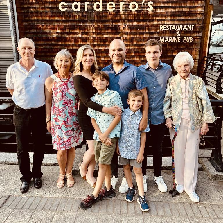 Lana’s proposal to Adam, July 16, 2023. Lana’s Mom, Dad, Grandma and Bilbao Boys. Vancouver, BC