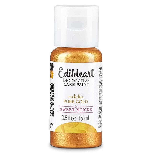 Sweet Sticks Edible Art Decorative Cake Paint 0.5 Ounce (15 Milliliters), Metallic Pure Gold