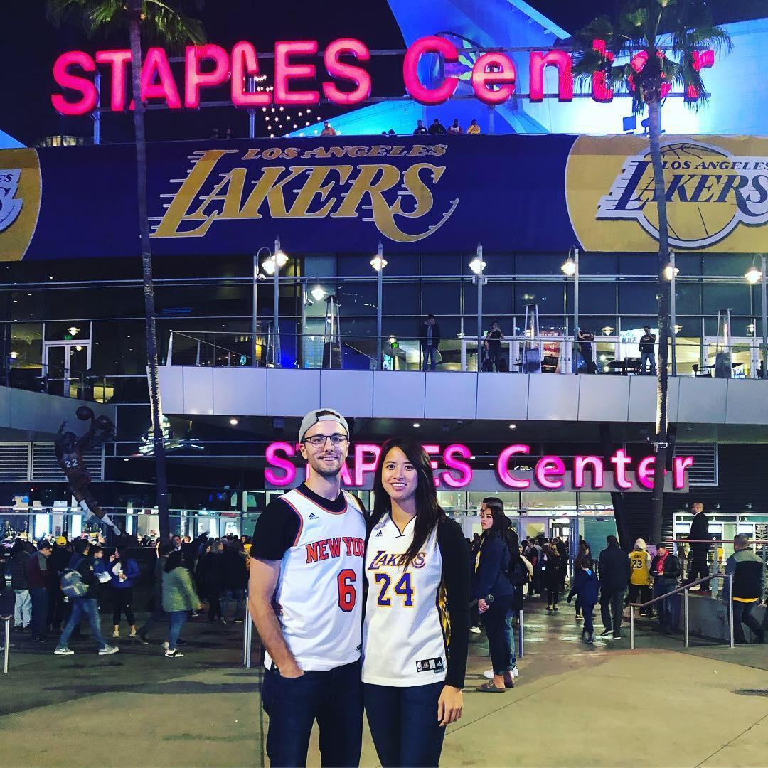 Most days of the week, you will find us watching NBA games on TV. This was our first live NBA game together - NY Knicks versus LA Lakers. Gene loves the NY Knicks, and Cindy loves the LA Lakers