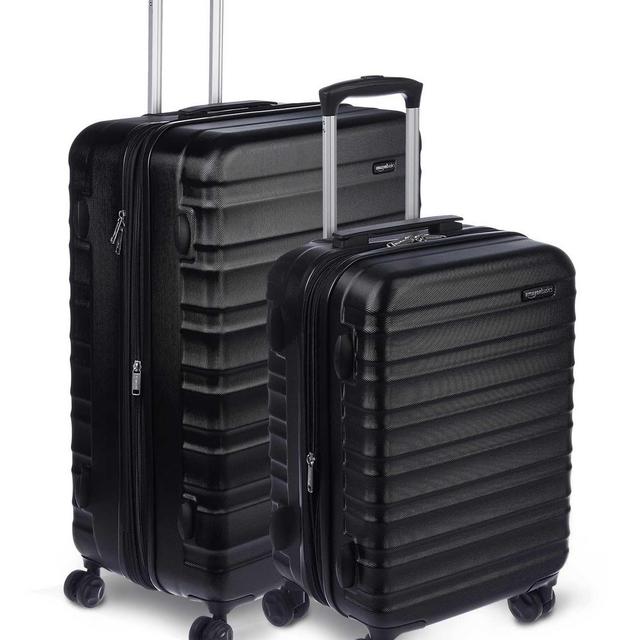 Amazon Basics 2-Piece Set Hardside Spinner, Black
