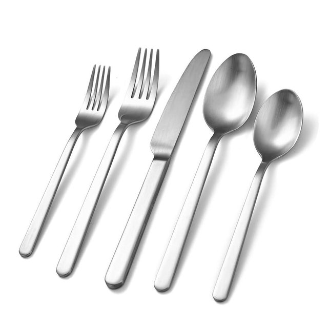 KINGSTONE Forged Silverware Set, 20 Piece Flatware Set for 4, 18/10 Silverware Matte Satin Finish for Home, Restaurant, Wedding, Party (Matte Silver)