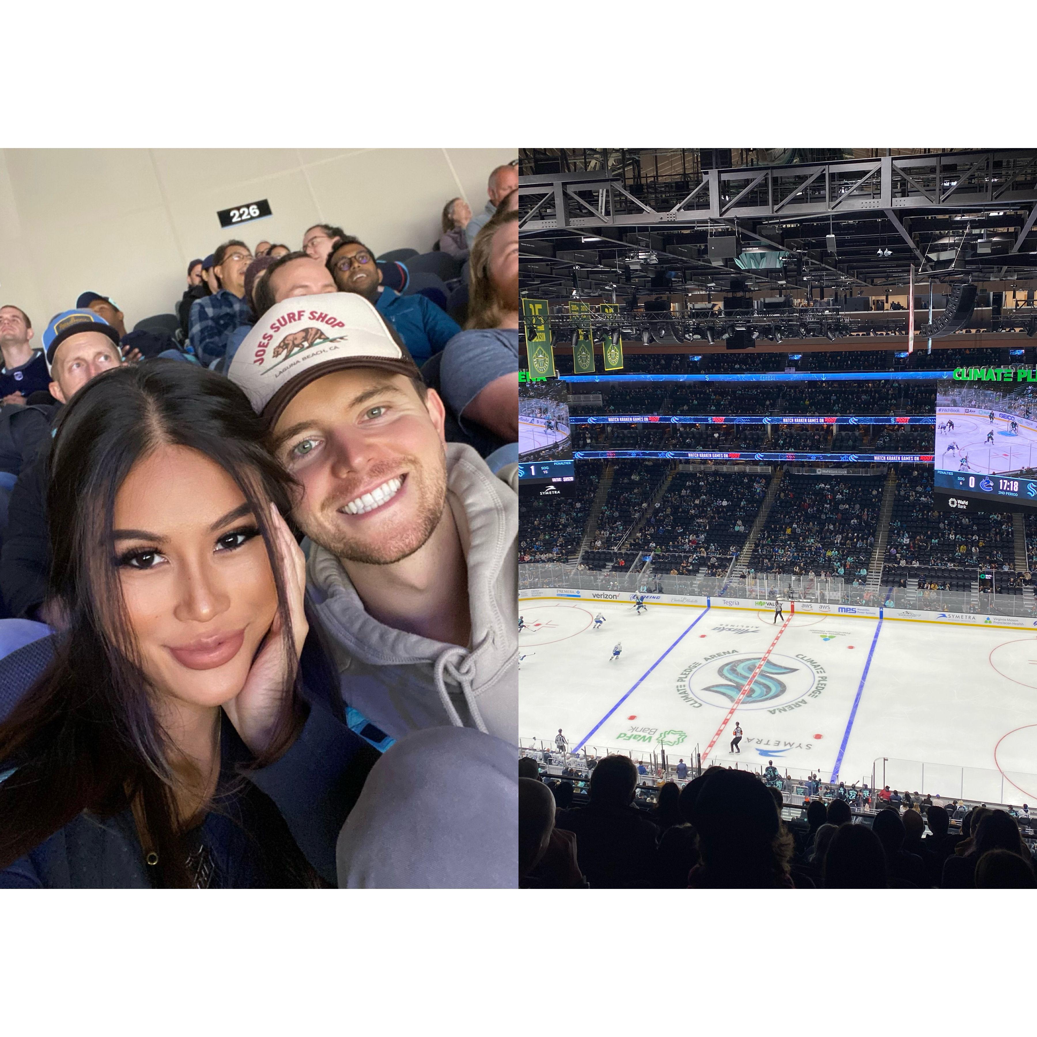 Presli took Connor to his first hockey game! 🏒💙 Let’s go, Kraken!