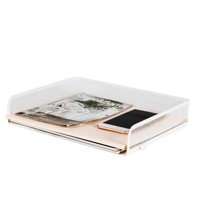 Mesh Stacking Letter Tray with Wide Side Opening White - Made By Design&#153;