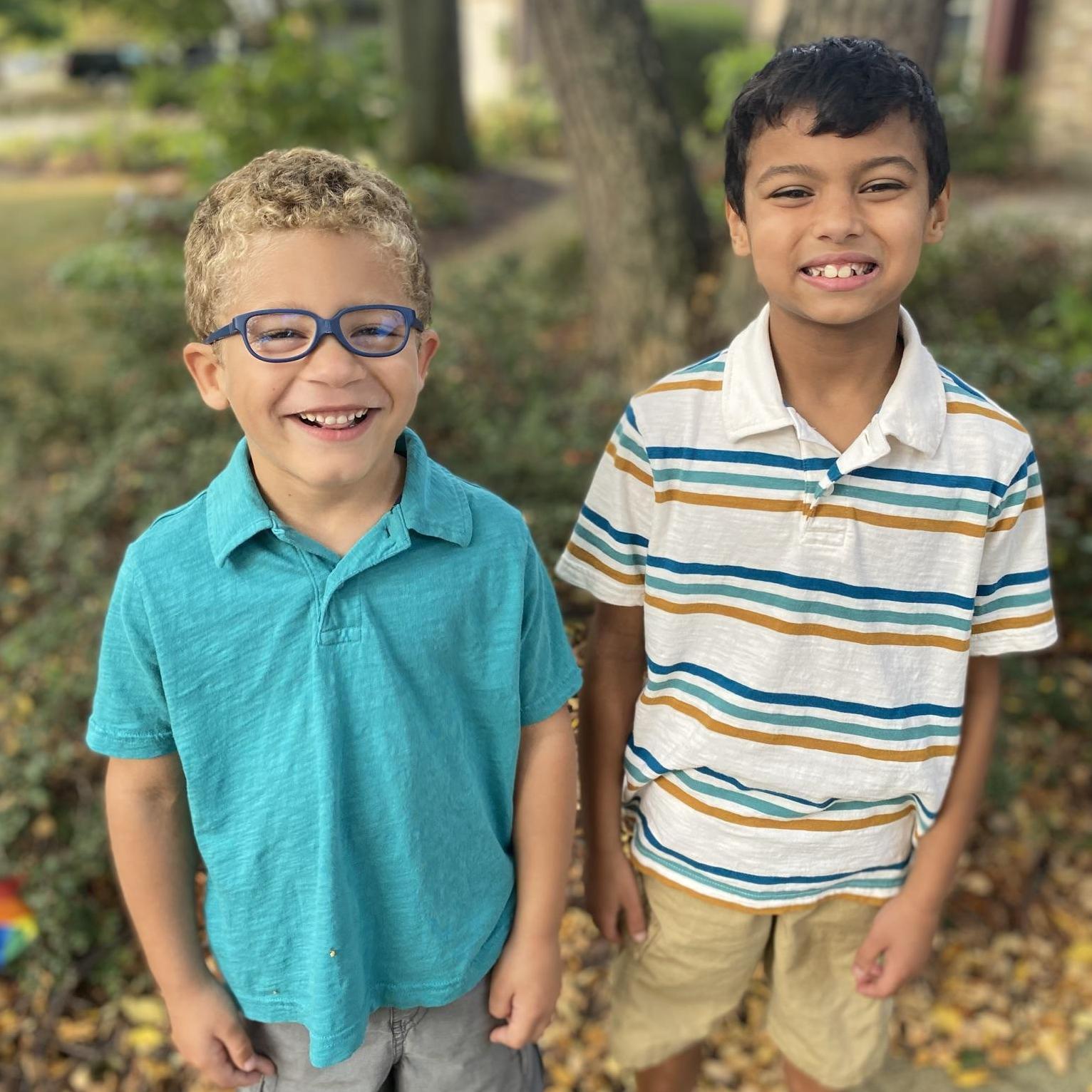 School picture day! Rhys - Kindergarten; Jude - 3rd grade.