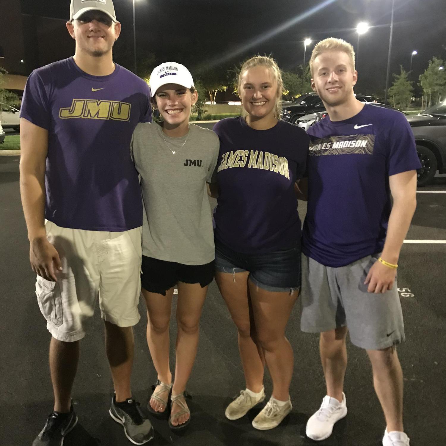 John and I met at JMU and were friends for a few years before dating! We spent lots of time together at tailgates, football games, and with other friends at JMU!