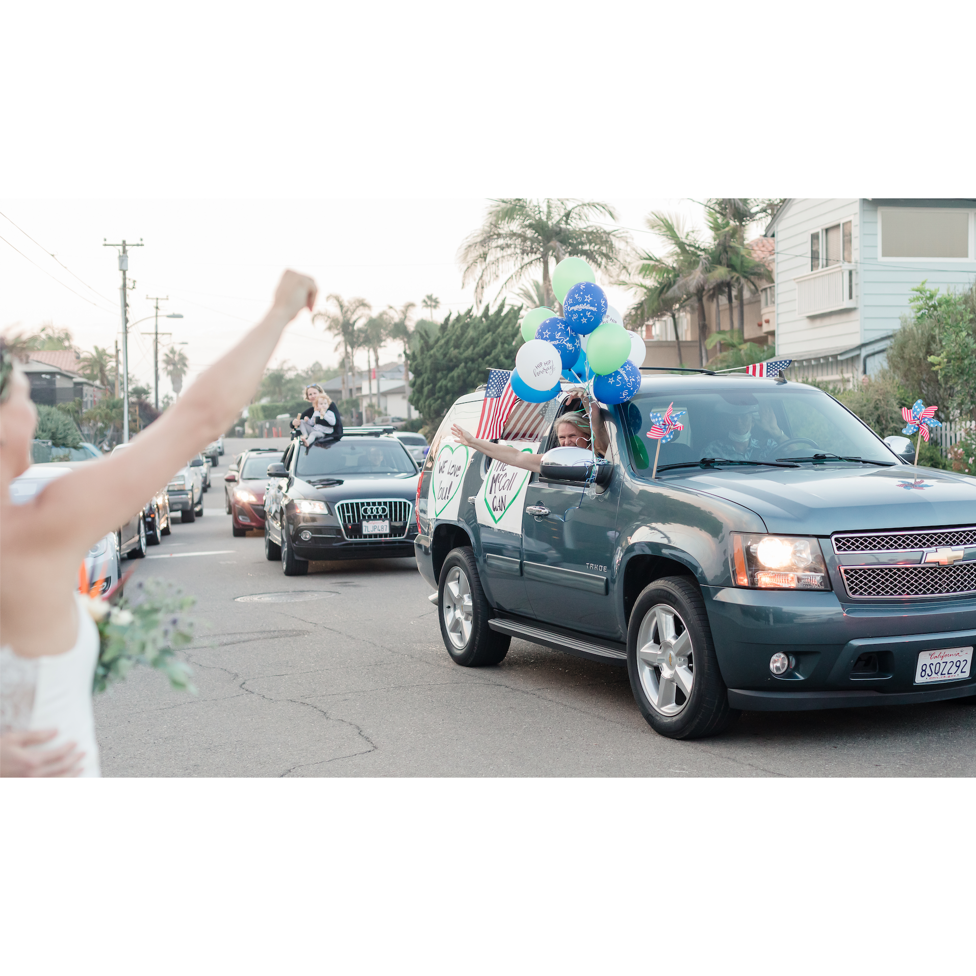 The extended family drove by for a congrats parade!