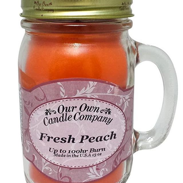 Our Own Candle Company Fresh Peach Scented 13 Ounce Mason Jar Candle