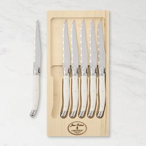 Jean Dubost Laguiole Steak Knives, Set of 6, White