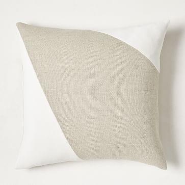 Cotton Linen & Velvet Corners Pillow Cover, Midnight & White (West Elm)