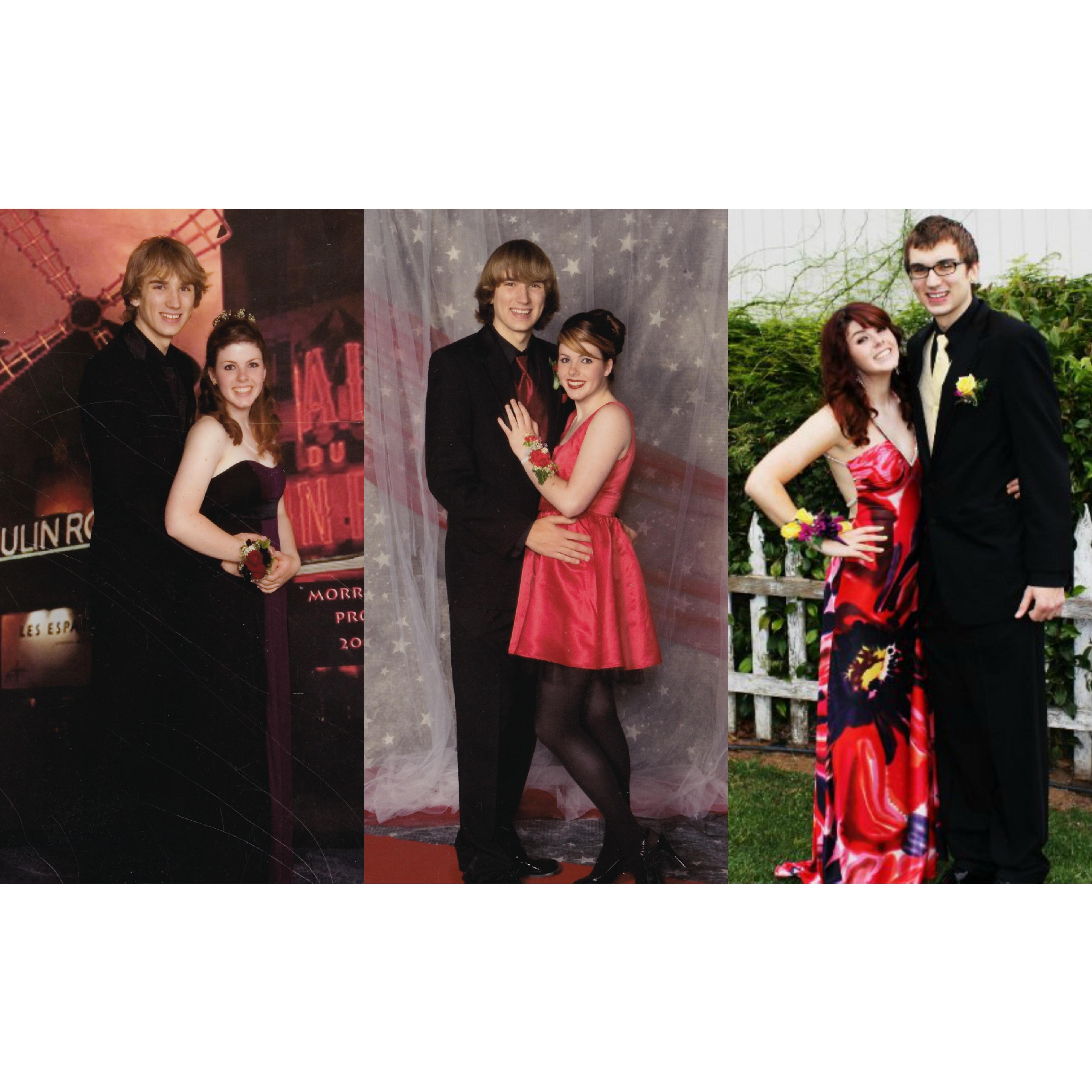 Three proms together: 2008, 2009, and 2010. Garett hates dancing and Haley LOVES it!!!