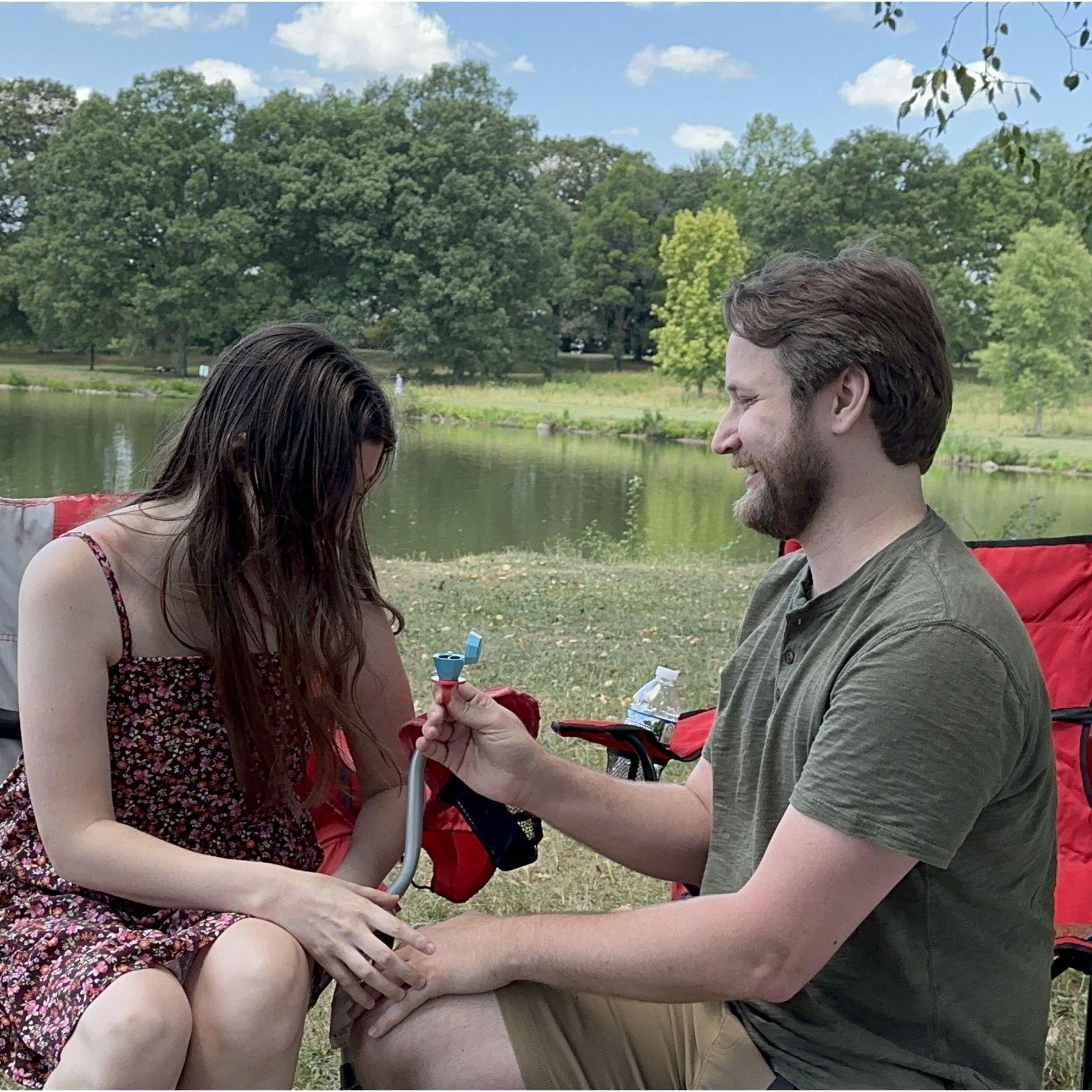 Brandon popped the question with the most beautiful ring-the ring holder really made it pop too!