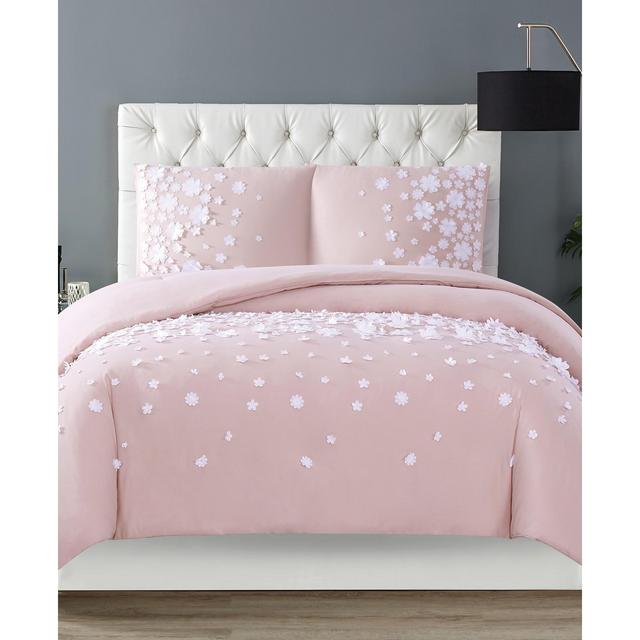 Christian Siriano Confetti Flowers 3 Piece Blush Full/Queen Duvet Cover Set