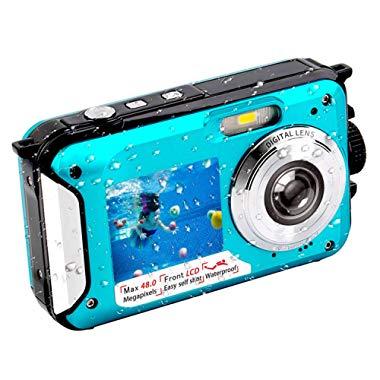Underwater Camera FHD 2.7K 48 MP Waterproof Digital Camera Selfie Dual Screen Full-Color LCD Displays Waterproof Digital Camera for Snorkeling (806BC)