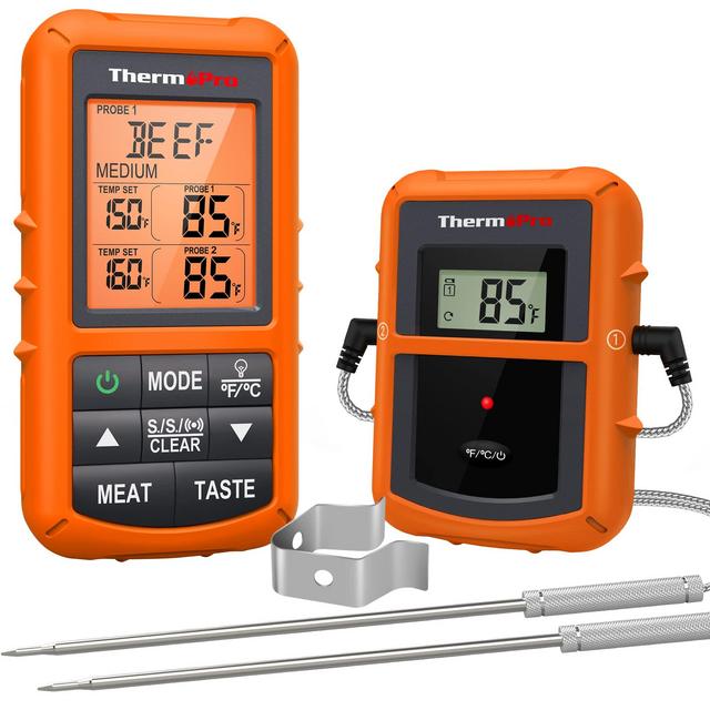 ThermoPro TP20 Wireless Meat Thermometer with Dual Meat Probe, Digital Cooking Food Meat Thermometer Wireless for Smoker BBQ Grill Thermometer