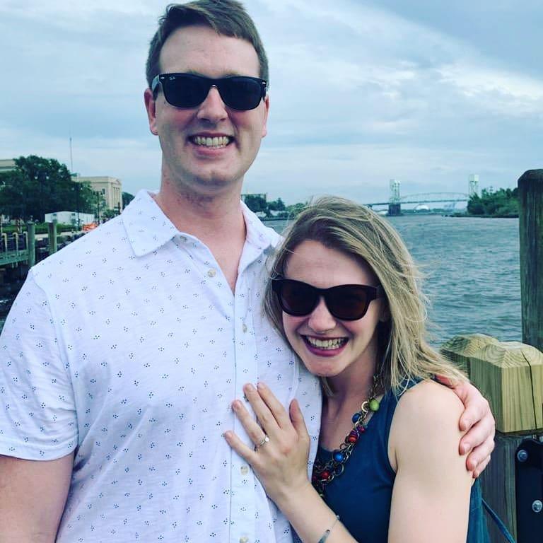 Post-engagement smiles (we both look relieved!) ;)