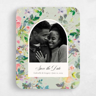 Green Rounded Wedding Save the Date - Addison Photo