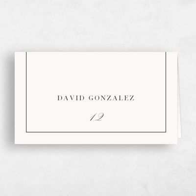 Beige Typography Wedding Place Card - Clifton