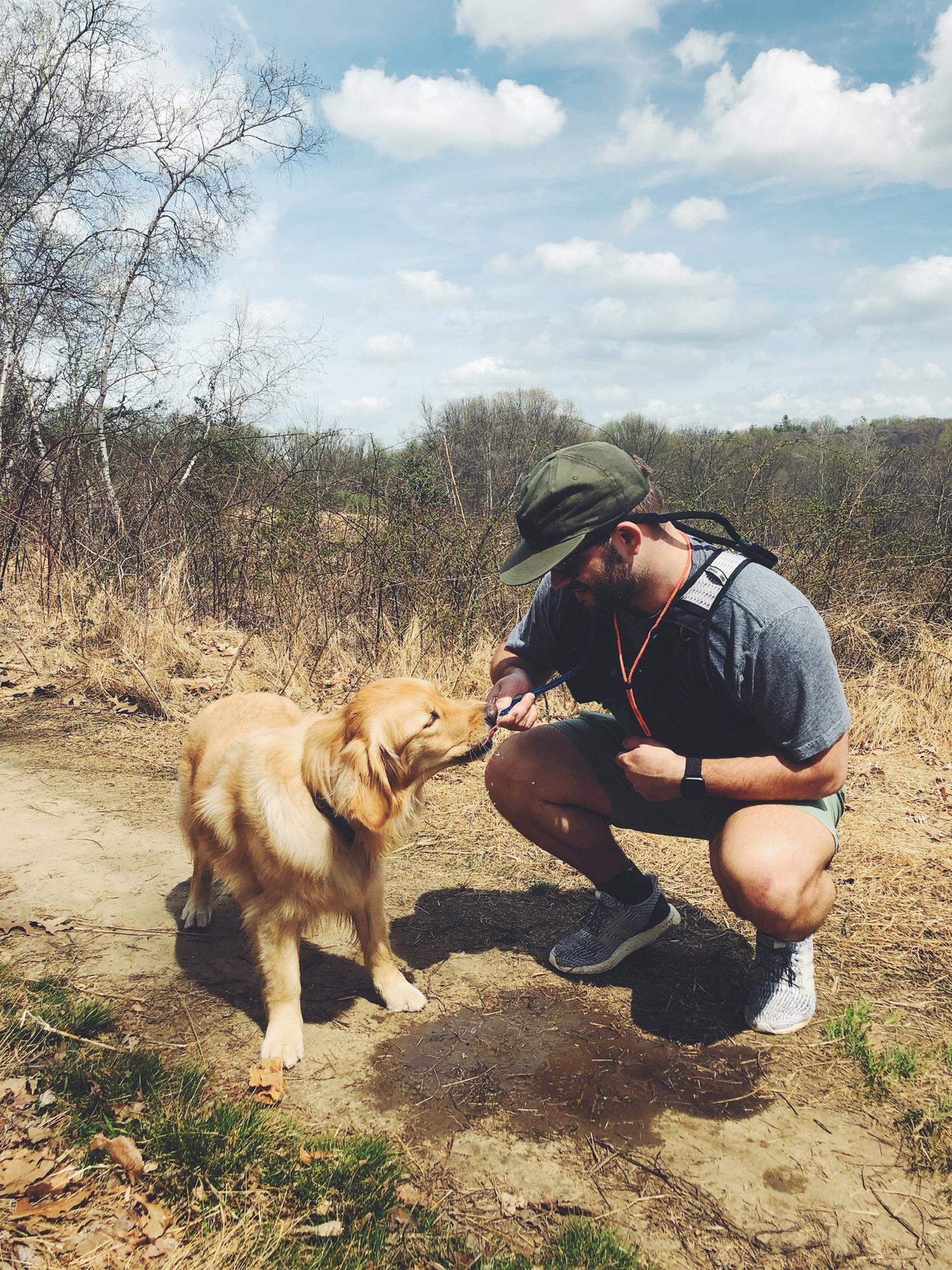 Family hike water break in Wissahickon Valley Park