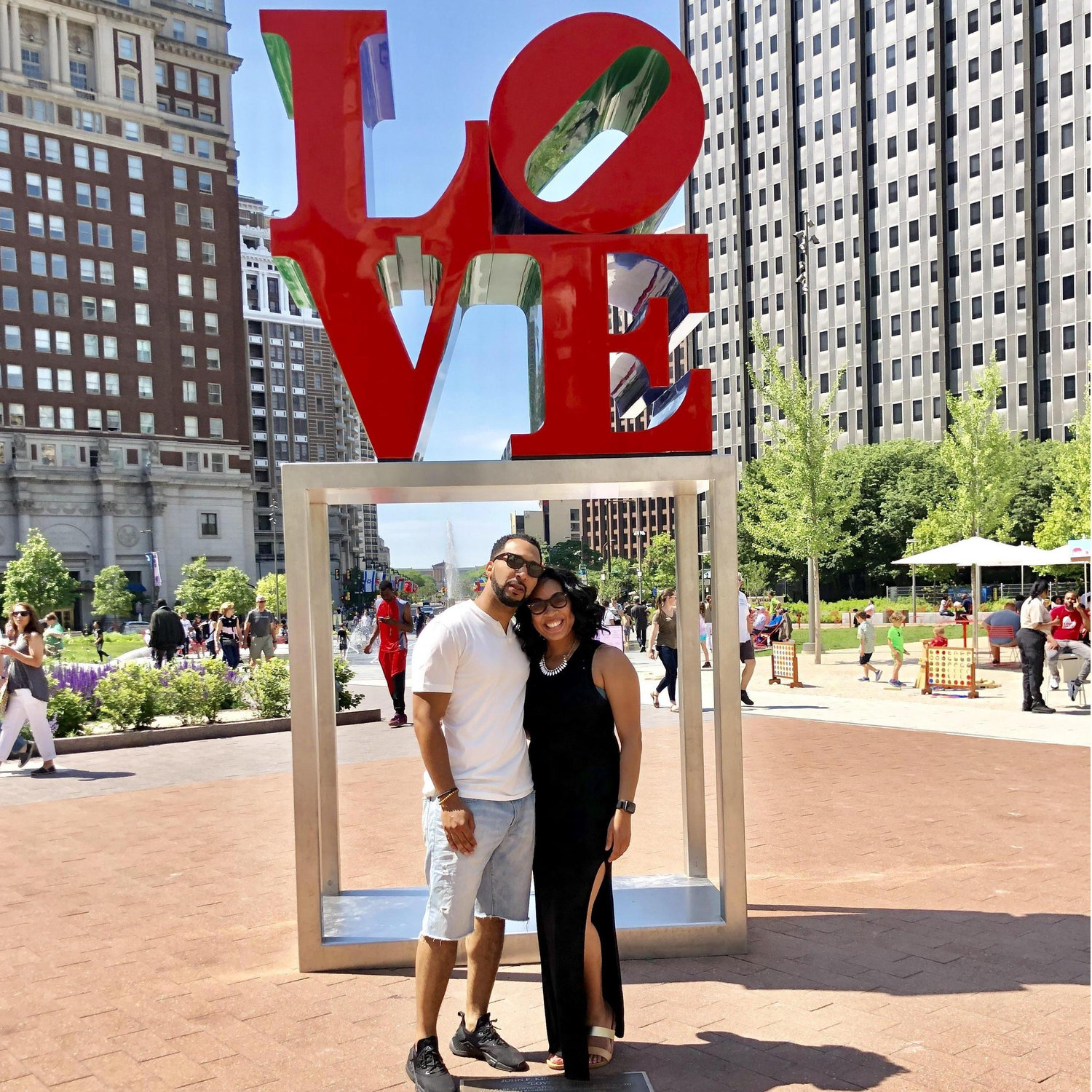 Our first trip together to Aaron's home town of Philadelphia, at "Love Park"