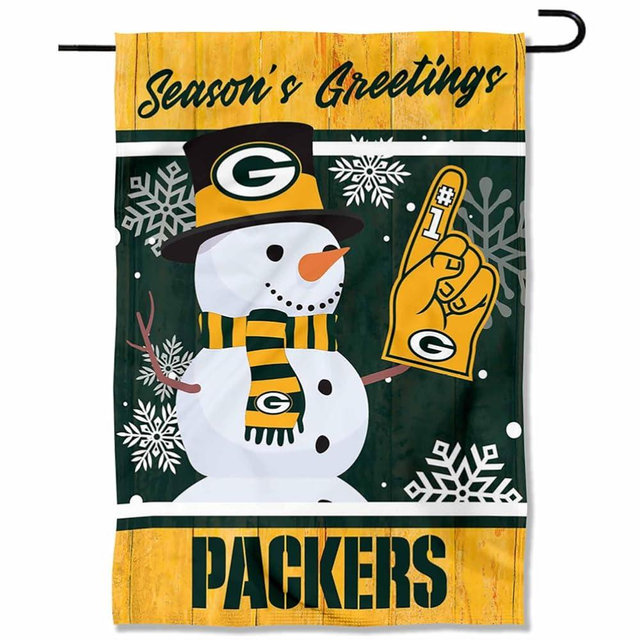 Green Bay Packers Holiday Winter Snow Garden Flag Double Sided Banner