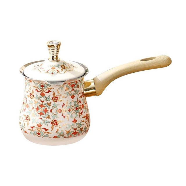 Turkish Coffee Pot 500ml Stovetop Coffee Maker with Long Handle Milk Warmer Pot with Lid Stainless Steel for Travel Kitchen