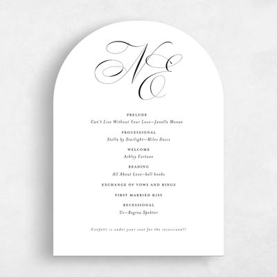 White Arch Wedding Program - Thorn