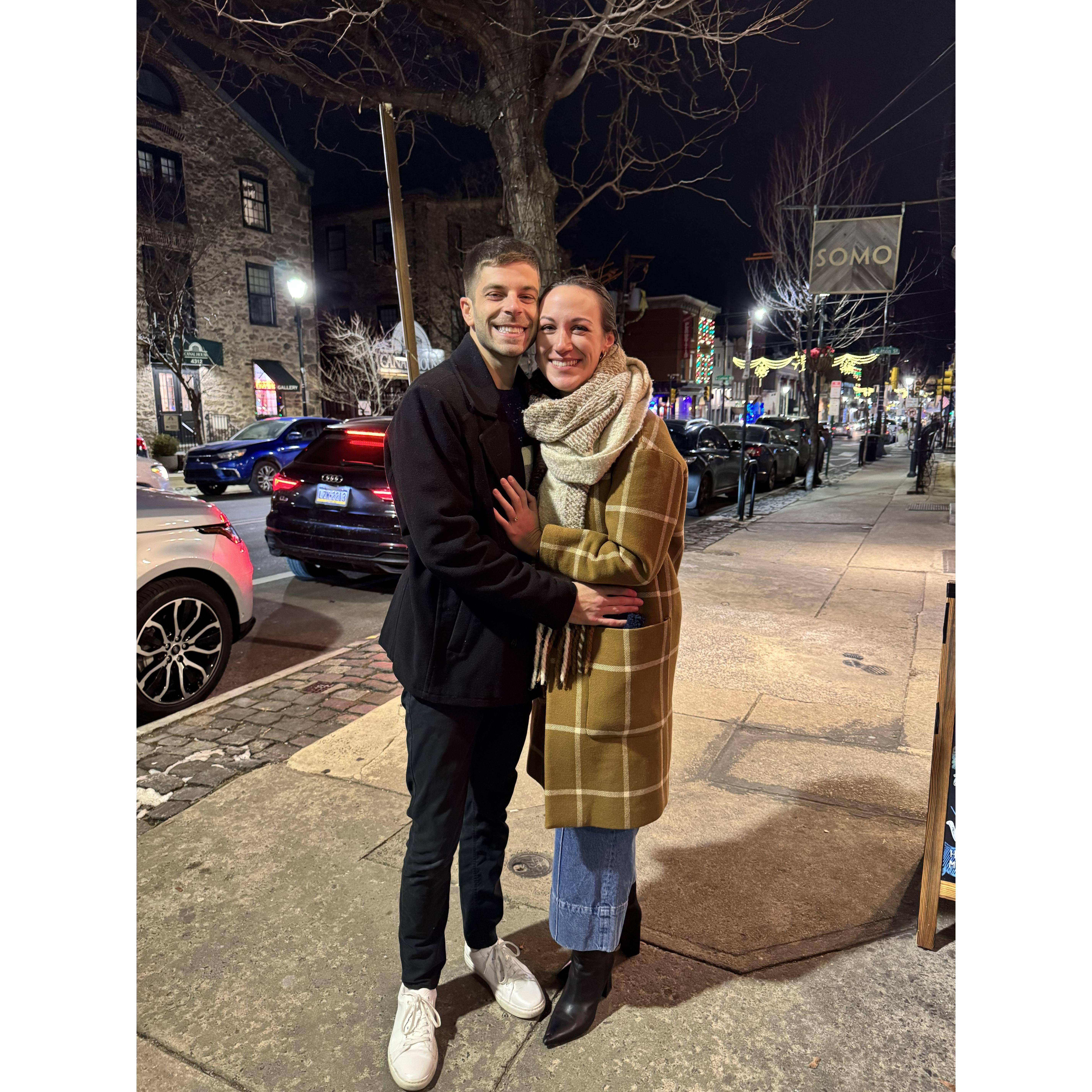 Right after Tom proposed! The kindest woman sitting in a restaurant took this shot of us!