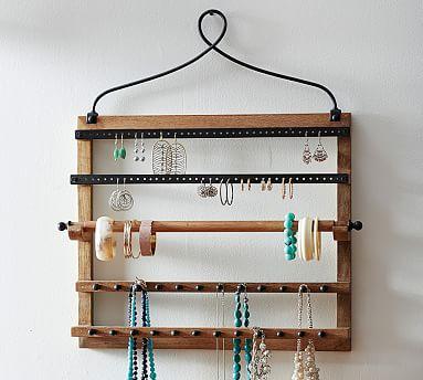 Pine & Iron Wall-Mounted Jewelry Hanger