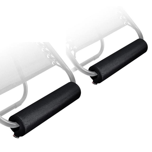 2 Pack Zero Gravity Chair Foot Rest, TOPJUM Footrest Cushion for Anti Gravity Folding Recliner, Footrest Padding for Patio Lawn Outdoor Chair, Lounge Accessory for Tall User (Black - Set of 2)