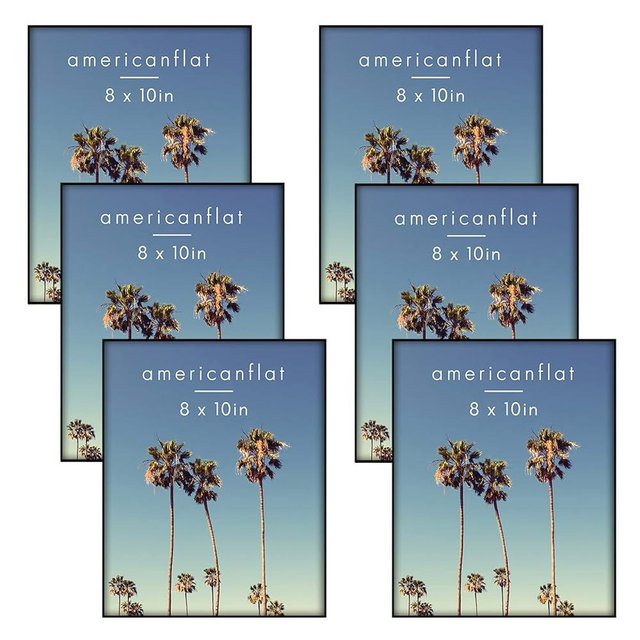 Americanflat Front Loading 8x10 Picture Frame with Shatter-Resistant Glass - Set of 6 - Metropolitan Collection - Photo Frame for Tabletop and Wall Display - Black