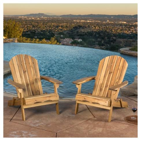 Hanlee Set of 2 Folding Wood Adirondack Chair - Christopher Knight Home