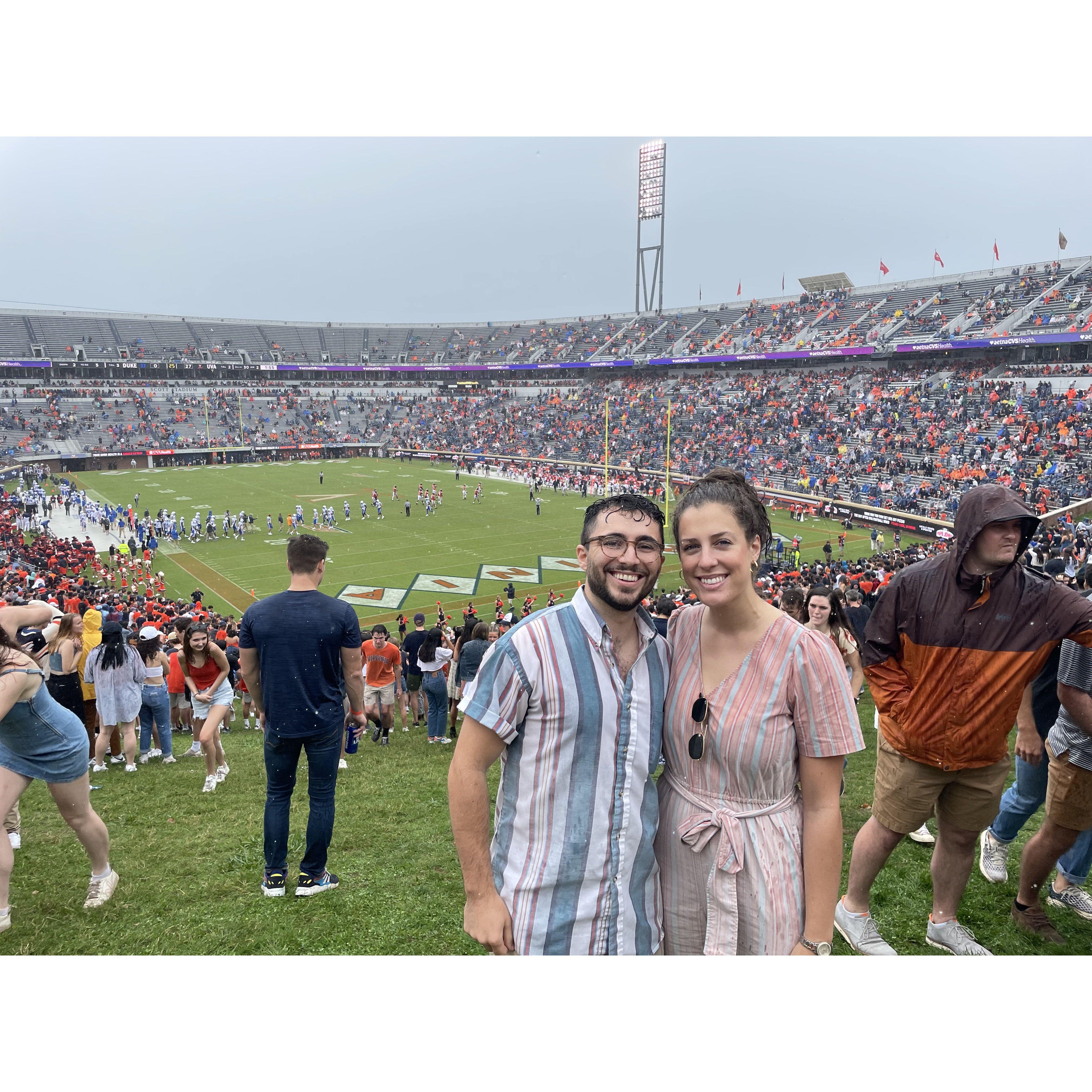 Rainy game at Scott Stadium, October 2021