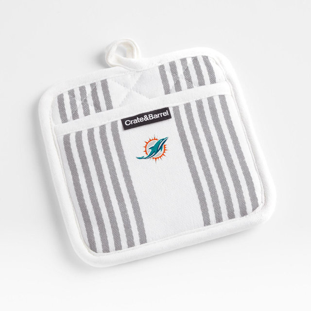 NFL Miami Dolphins Cuisine Stripe Grey Organic Cotton Pot Holder