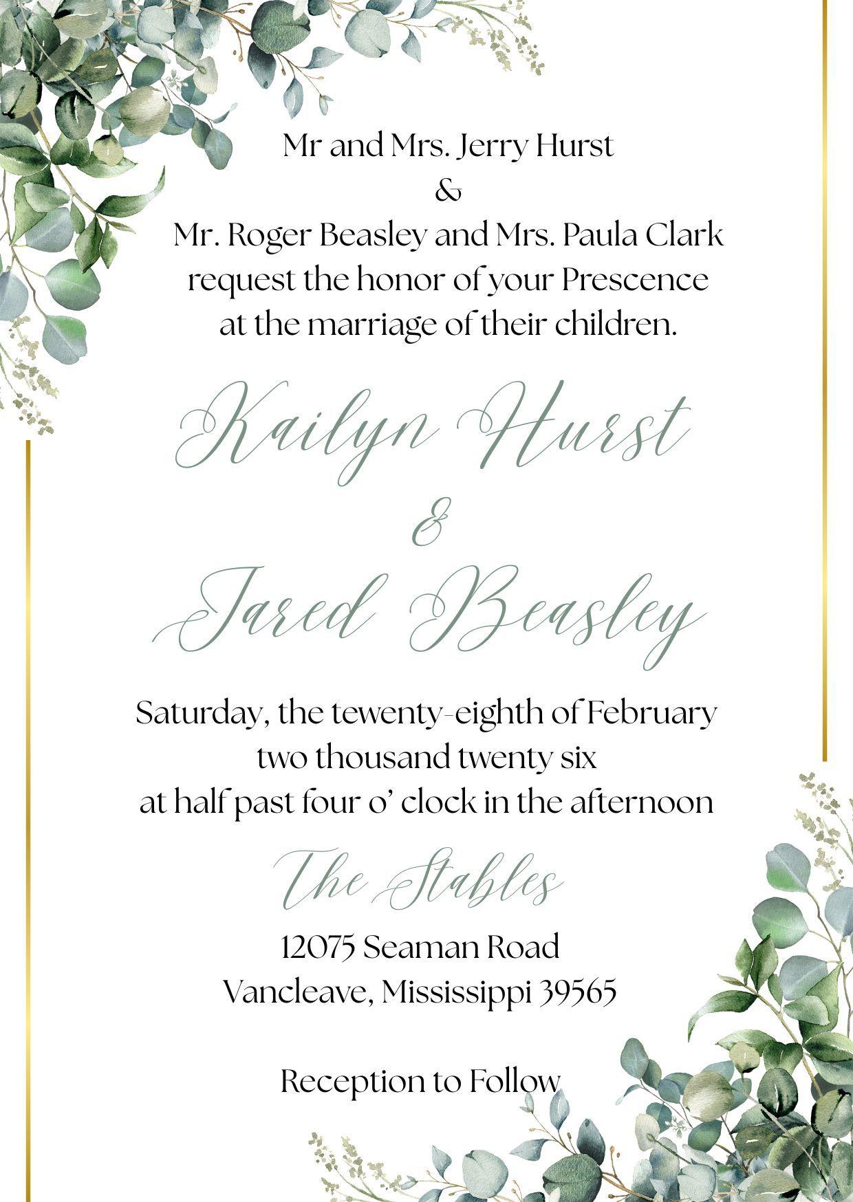The Wedding Website of Jared Beasley and Kailyn Hurst