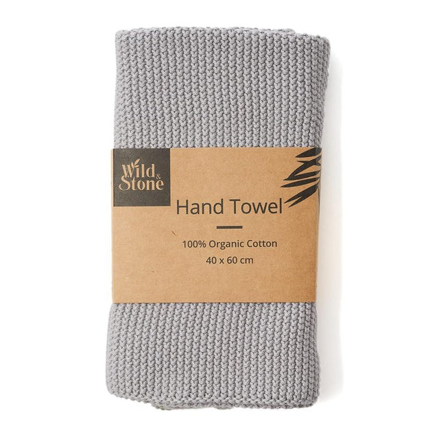 Wild & Stone | Organic Cotton Hand Towel Kitchen Towel | Perfect for Around The Home | Eco Hand Towels | Dove Grey