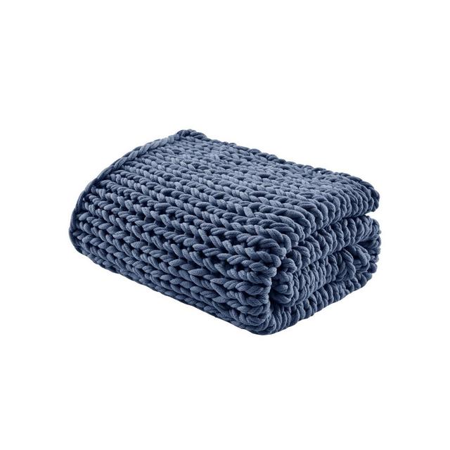 50"x60" Chunky Double Knit Handmade Throw Blanket Indigo